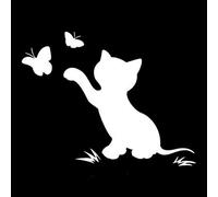 Autocollant en vinyle pour voiture Motif chat papillon et camion Blanc
