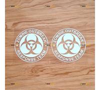 Autocollant en Vinyle représentant Un Symbole de Danger Biologique de l'équipe d'intervention Contre Les épidémies de Zombies - Lot de 2 - Blanc - 10,2 cm - sans arrière-Plan - Découpe