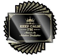 Autocollant esthétique pour tatouage - Motif Stitch mignon pour carnet de billard - Couverture amovible en vinyle avec inscription « Keep Calm I'm Almost an Aviation Firefighter » (6 x 9 cm)