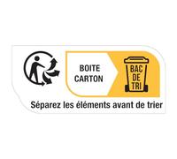 Autocollant étiquette Info-tri - Emballage Boîte Carton - Planche de 66 Stickers H1,9 x L4,3 cm