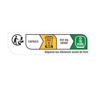 Autocollant étiquette Info-tri - Pot en Verre avec Capsule Couvercle - Planche de 42 Stickers H1,9 x L6,9 cm