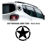 Autocollant étoile Army Militare pour Jeep Renegade, Diam 20 cm, noir mat, 2 pièces