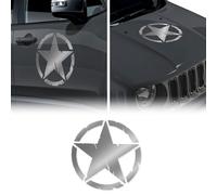 Autocollant étoile Army Militare pour Jeep Renegade, Diam 33 cm, argent, 2 pièces