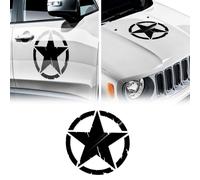 Autocollant étoile Army Militare pour Jeep Renegade, Diam 33 cm, noir brillant, 2 pièces