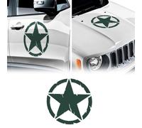 Autocollant étoile Army Militare pour Jeep Renegade, Diam 33 cm, vert, 2 pièces