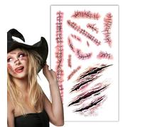 Autocollant facial effrayant pour plaies de cicatrices, autocollants pour décoration de fête d'Halloween, autocollants temporaires pour maquillage du corps pour femmes et