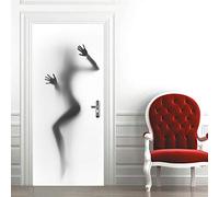 Autocollant Femme de Salle de Bain 77cm x 200cm - Poster Porte Papier Peint Trompe l'oeil Effet 3D Intérieure - Stickers Muraux PVC pour Cuisine Décoration