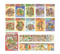 Autocollant Festif - Décoration de série de Noël, Mini scène de Dessin animé, 3D | Affichage de Mise en Page en Version Anglaise, Niveau de scène créatif pour Les de Vacances Qui cherchent Une