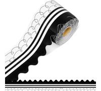 Autocollant festonné pour tableau d'affichage avec notes de musique - Bordure noire ondulée pour salle de classe - Décoration de salle de classe