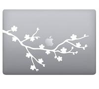 Autocollant fleur de cerisier Laptop Sticker Decalcomanie vinyle autocollant macbook sticker art pomme - Vinyle couleur au choix code P0047 (blanc)