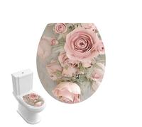 Autocollant floral pour abattant de WC - Amovible - Motif fleurs - Décoration de salle de bain - Pour WC et toilettes