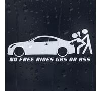 Autocollant Gas or Ass No Free Rides 8 cm x 20 cm Blanc