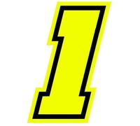 Autocollant - GP - Numéro 1 - Jaune Fluo - Hauteur 10 cm - Adhésif Moto