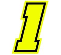 Autocollant - Gp - Numéro 1 - Jaune Fluo - Hauteur 10 Cm - Adhésif Moto
