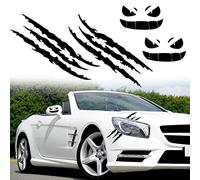 Autocollant Griffe Voiture, Autocollant Voiture Monster Démon Smiley Voiture Autocollants Stickers Voiture Adesivi Autosticker Griffe De Monstre Autocollant Voiture Halloween DéCoration 4pcs (Noir B)