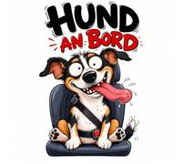 Autocollant "Hund an Bord" Chien Humour pour Voiture et Camping-Car