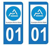 Autocollant immatriculation 01 - Ain - Nouvelle région Auvergne Rhône Alpes - Auto
