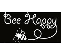 Autocollant imperméable Bee Happy pour voitures, ordinateur portable, art mural, décoration de chambre d'enfant, cadeaux amusants (blanc brillant)