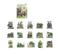 Autocollant imperméable en PET décoratif pour scrapbooking, cahier, journaux, livre souvenir, étui de téléphone, architecture