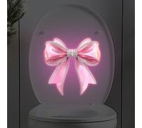 Autocollant imperméable en PVC avec nœud rose et phosphorescent, conçu pour les murs de toilettes et de salle de bain