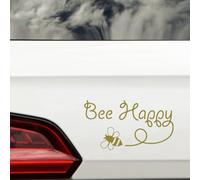 Autocollant imperméable motif abeille heureuse - Voitures, ordinateur portable, art mural, décoration de chambre d'enfant, cadeaux amusants (doré)