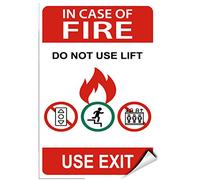 Autocollant « In Case of Fire Do Not Use Lift Use Exit Hazard » - 12,7 x 17,8 cm
