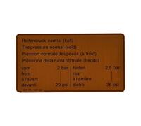 Autocollant indiquant la pression des pneus pour Porsche 911, 924 et 944