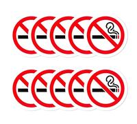 Autocollant Interdiction de Fumer, 10 Pcs Pancarte Anti-Fumeur Plaque Alarme Ronde 3inch/7.5cm Stickers No Smoking Imperméables Panneau Signalisation Interdit de Fumer pour Véhicule