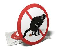 Autocollant interdiction de laisser les chiens faire caca à cet endroit - 6 stickers ronds - 9,5cm