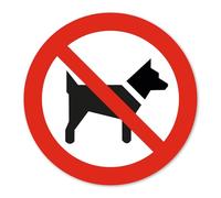 Autocollant interdiction P021 Il est interdit d’emmener des chiens selon DIN EN ISO 7010 I avertissement de sécurité I Ø 10 cm I hin821