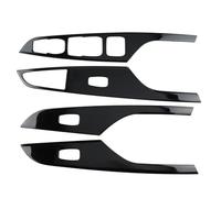 Autocollant Intérieur Compatible Avec Hyundai Pour Kona Pour Kauai 2017 2018 2019 2020-2022 4 Pièces LHD Panneau Bouton Lève-vitre Couvercle Autocollant D'accoudoir Porte(Black)