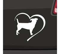 Autocollant Jack Russell avec cœur - 6 tailles - 21 couleurs - Silhouette terrier