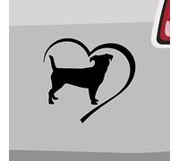 Autocollant Jack Russell avec cœur - 6 tailles - 21 couleurs - Silhouette terrier