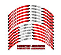 Autocollant Jante Roue Pour DUCATI pour MONSTER 695 696 796 1100 1100S 797 821 795 12 pièces bord épais jante extérieure autocollant bande roue décalcomanies(Rouge)