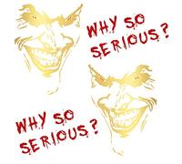 Autocollant Joker - 10 x 7 cm - Inscription « Why so serious » - Pour voiture, bus, caravane, accessoires de voiture - motif clown (or métallisé, K059 + K060 + K061 - Lot de 2 Jokers + 2 inscriptions)