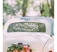 Autocollant Just Married, Decal Sticker mur Just Married vinyle Car Decal, Conception, Mural décoratif pour voiture de mariage Inscription, Stickers Retour Miroir de fenêtre de voiture Lune de Mie