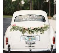Autocollant Just Married, Decal voiture Sticker mur Just Married vinyle Car Decal Conception, mural décoratif pour voiture de mariage Inscription, Stickers Retour Miroir de fenêtre de voiture