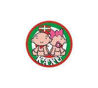 Autocollant Kaxu bébé à bord basque - Taille : 12 cm - Couleur : violet- Angles : droits- Couleur de fond : violet