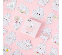 Autocollant Lapin Romantique Crème, Étiquette Scrapbooking, Papeterie Décorative, Pour Album Journal Intime, 45 Pièces/Paquet