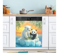Autocollant magnétique décoratif en métal pour porte avant de porte - Motif panda sur la banquise - 58 x 66 cm