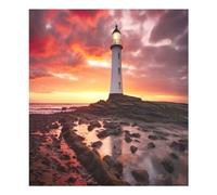 Autocollant magnétique étanche pour lave-vaisselle Motif paysage de coucher de soleil de phare 58,4 x 66 cm
