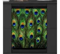 Autocollant magnétique pour lave-vaisselle Motif plumes de paon et oiseaux 58,4 x 66 cm
