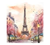 Autocollant magnétique pour lave-vaisselle Motif Tour Eiffel romantique Rose 58,4 x 66 cm