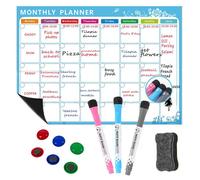 Autocollant Magnétique Pour Réfrigérateur, Format A3, Calendrier Mensuel, Tableau Blanc Avec 3 Stylos Et 6 Aimants