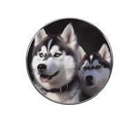 Autocollant magnétique rond imprimé chien husky pour réfrigérateur, décoration d'intérieur pour tableau blanc, réfrigérateur, bureau, cuisine
