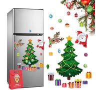 Autocollant magnétique sur le thème de Noël, arbre de Noël magnétique pour réfrigérateur, imperméable, réutilisable et amovible (A)