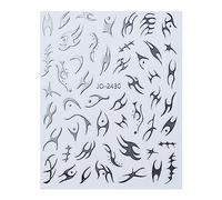 Autocollant métallique en forme de flamme tribal à rayures 3D pour manucure