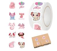 Autocollant mignon Axolotl SET-500 feuilles rouleau, design durable, imperméable | Planificateur de de scrapbooking créatif, fête scolaire, ordinateur portable, cahier, bouteille d'eau