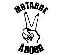 Autocollant Motarde à Bord main ongles moto sticker logo 3 - Taille : 15 cm - Couleur : noir