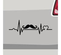 Autocollant, motif battement de cœur, barbe, moustache, amour, pour voiture, moto, vélo, ordinateur portable, camion (set économique, jaune)